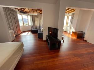 塔拉哈勒赫Villa Neila, Fuerteventura的一间卧室设有客厅,配有电视和沙发