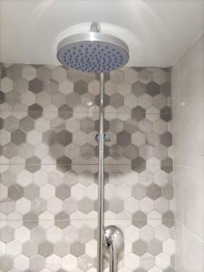 新基奥斯Music Reflections Apartment near Nafplio的浴室内配有淋浴和头顶淋浴