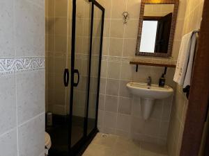 萨利杰尔梅韩精品酒店 的带淋浴和盥洗盆的浴室