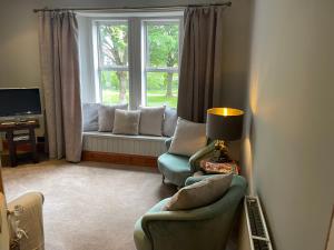 邓弗里斯River View的客厅配有两把椅子和窗户