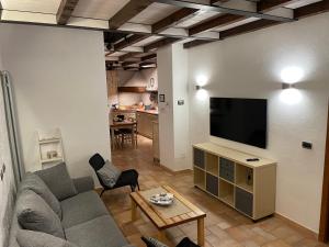 卡斯塔涅托卡尔杜奇Il granaio的带沙发和平面电视的客厅