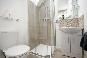 SallinsSallins Loft的带淋浴、卫生间和盥洗盆的浴室