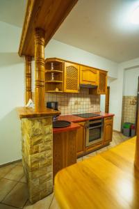 米尔科Willa u Basi 2的厨房配有木制橱柜和石制台面