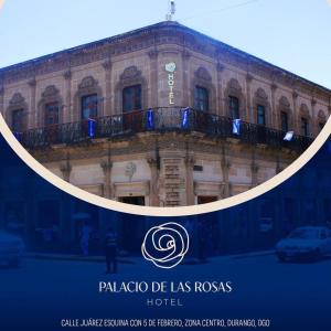 杜兰戈Palacio de las Rosas的一座标有拉斯罗卡斯广场标志的建筑