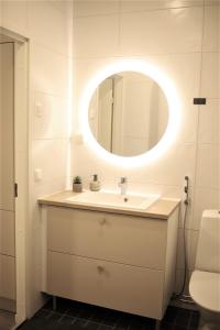 瓦萨City Center 2-rooms apartment的一间带水槽和镜子的浴室
