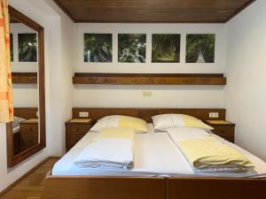 Wald am SchoberpaßLeitner的一间卧室配有两张床和镜子