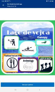 Agua AzulHostel Del Lago Yojoa Backpackers的带有一组标识的网站页面