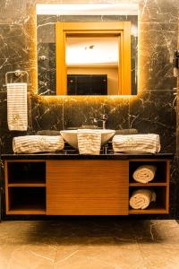 特拉布宗Aselia Hotel Trabzon的一间带水槽和镜子的浴室