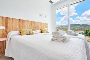 普拉森西亚9 NIDOS Céntrica Suites - Nuevo的卧室设有两张床和大窗户