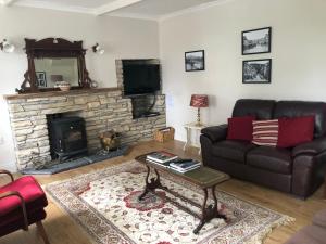 肯梅尔Gortamullen House, Kenmare的带沙发和壁炉的客厅