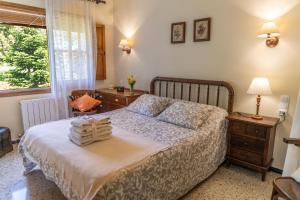 圣苏珊娜坎洛西奇旅馆的一间卧室配有一张床、一张书桌和一个窗户。