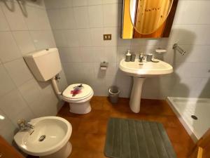 托尔诺Appartamento Le Soleil Torgnon的一间带卫生间和水槽的浴室