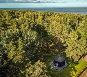 拉普梅茲采姆斯Serenity House & Sauna on the Coast of Baltic Sea的森林中房屋的顶部景观
