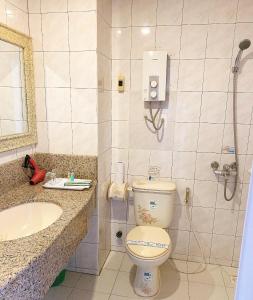 金边Chung Hsin Hotel 中信酒店的一间带卫生间和水槽的浴室