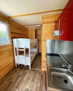 奇切斯特Lake View Lodge Pod的一间带水槽和冰箱的小厨房