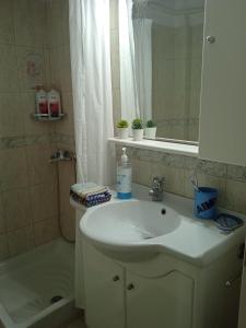 基拉奇尼Garden house的浴室配有盥洗盆、镜子和浴缸