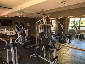 特古西加尔巴FLORENCIA PLAZA HOTEL的健身房,配有跑步机和健身器材