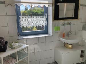 里布尼茨达姆加滕Haus Rose的一间带水槽和窗户的浴室