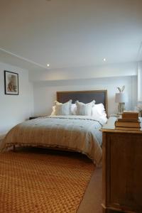 阿宾登DINCKLEY COURT Boutique Riverside Rooms的卧室配有一张带白色床单和枕头的大床。