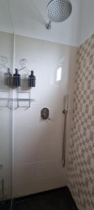PaulKasa d'Vizin的带淋浴的浴室和玻璃门