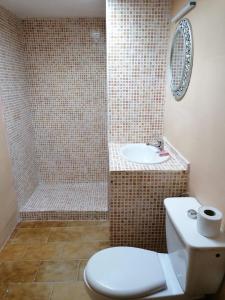 得土安HOTEL REGINA的一间带卫生间和水槽的浴室