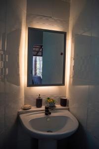 美人鱼岛环保绿色度假屋的一间带水槽和镜子的浴室