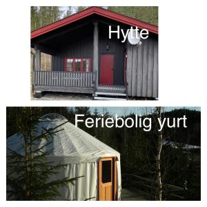Prestfoss哈沃尔塞斯山林小屋的一张帐篷的照片和一个标有氢化物喷雾器的标志