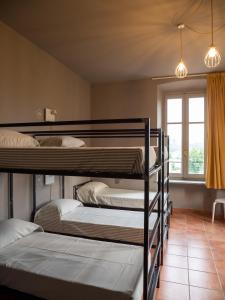 阿维利亚纳Casa Conte Rosso的带窗户的客房内的两张双层床
