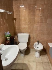 科利德纳尔戈Apartamento con estupendas vistas a Coll de Nargó的浴室配有白色卫生间和盥洗盆。