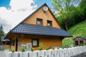 奥什恰德尼察Chata Snezienka的小木屋,设有黑色屋顶