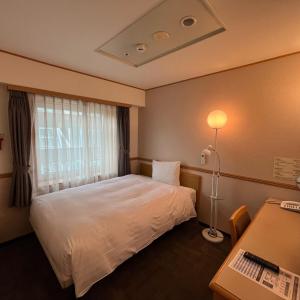 釜山釜山站东横道1号酒店的配有一张床和一张书桌的酒店客房