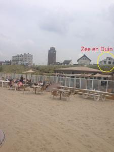 赞德沃特Zee en Duin的海滩上的一组桌椅
