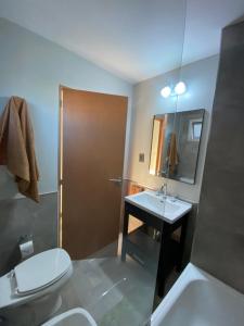 巴拉那Hermoso departamento céntrico con estacionamiento的一间带卫生间、水槽和镜子的浴室