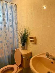 彭亨JUST NICE ,Selesa hillhome bukit tinggi bentong的浴室配有卫生间、盥洗盆和浴缸。