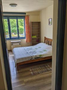 锡尔沃斯瓦里德Tulipan Haz的一间卧室设有一张床和两个窗户。