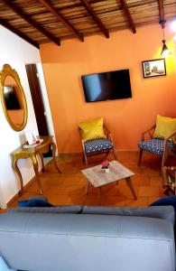 圣希尔GREEN HOUSE CASA O APARTAMENTO CAMPESTRE的带沙发和平面电视的客厅