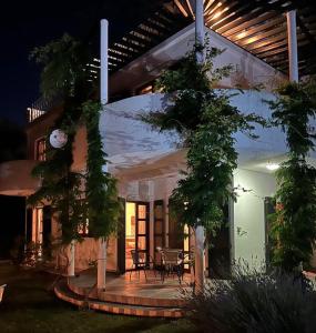 巴尔Green Villa in Olives的夜晚带庭院的房子