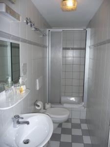 奥伯德尔丁根克恩温格特斯图博及客房旅馆的一间带水槽、卫生间和淋浴的浴室