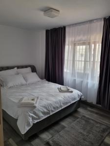克勒拉希Anto1的一间卧室设有一张大床和一个窗户。