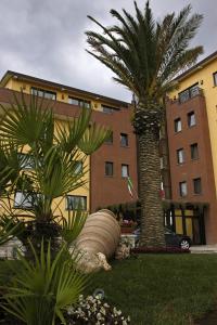 贝内文托勒弥酒店的棕榈树和棕榈树建筑