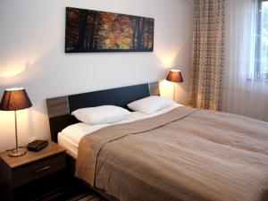 马里博尔Holiday Home Vesenjak的一间卧室配有一张大床和两个枕头