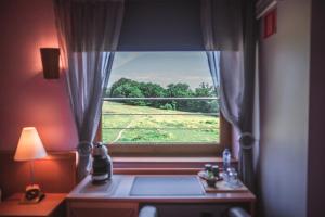 弗洛朗维尔拉库西恩库尔酒店的客房设有一个享有田野景致的窗户。