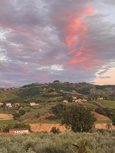 SeanoCasa Martelli的享有粉红色天空的山丘景色