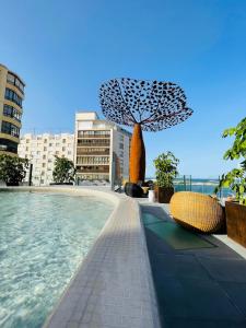 德尼亚Maison Marineta的城市中心树木的游泳池