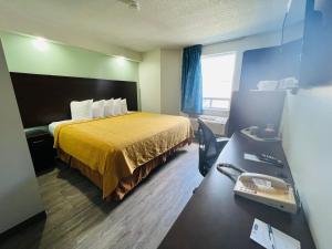 布罗克维尔布罗克维尔旅行旅舍的配有一张床和一张书桌的酒店客房