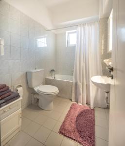 海若克利欧Ιάνθη Ianthi apartment的浴室配有卫生间、浴缸和水槽。