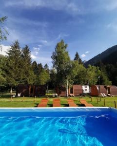 泰穆Presanella Mountain Lodge的从游泳池水面上欣赏美景