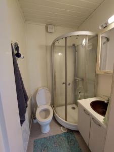 SimpeleLana Guest house的带淋浴、卫生间和盥洗盆的浴室