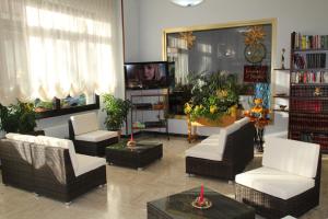 斯波托尔诺米迪泰拉尼酒店的客厅配有家具和电视。