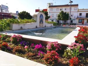 阿尔科斯-德拉弗龙特拉艾尔凡赛C＆R酒店的花园中的一个喷泉